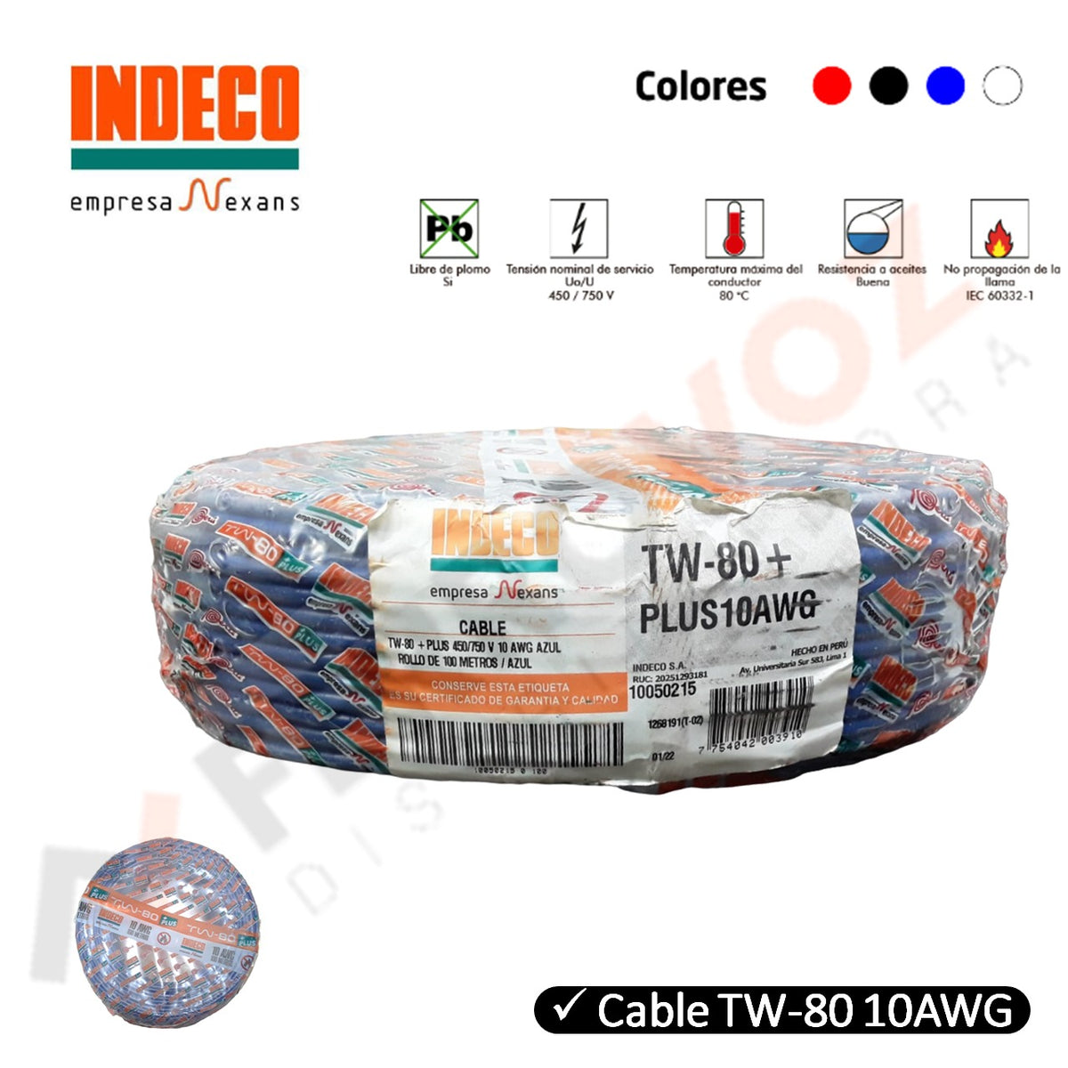 CABLE ELECTRICO #12 x 7 hilos TW80 INDECO ORIGINAL ( X ROLLO