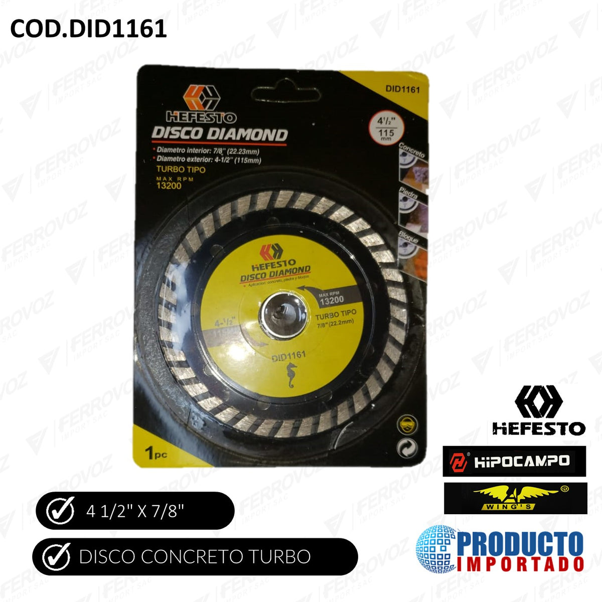 Disco diamantado Turbo Concreto 4 1/2 - Promart