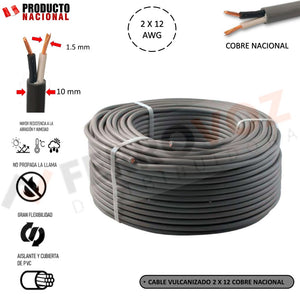 CABLE VULCANIZADOS 2X12  COBRE NACIONAL