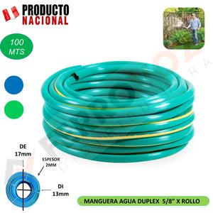 MANGUERA DUPLEX COMERCIAL 5/8" ROLLO 100MTS