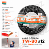 CABLE ELECTRICO 7 HILOS #12 /TW-80 COBRE NACIONAL  3.820 KG. (100 METROS) "INDECO ORIGINAL"