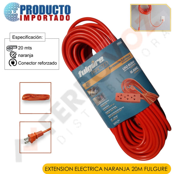 EXTENSION ELECTRICA NARANJA 20M FULGURE