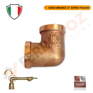 CODO BRONCE 1/2" EXTRA PESADO 86 GR.  "ITALY"