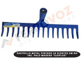 RASTRILLO METAL PINTADO 16 DIENTES CM NO INC. PALO MADERA "SJSPLUS"