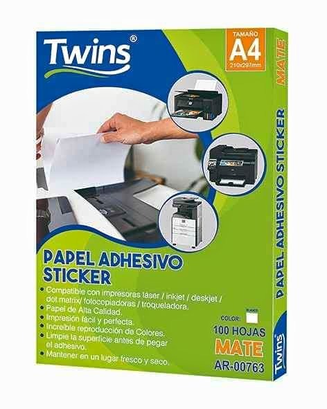 PAPEL ADHESIVO STICKERS A4 COLOR BLANCO MATE (PQT X 100 UNID)