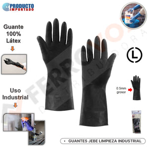 GUANTES JEBE LIMPIEZA INDUSTRIAL "L" calibre 25 (0.5MM GROSOR)