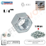 TUERCA HEXAGONAL 1/4" ZINCADO ( 310 GR = 100 PCS APROX )