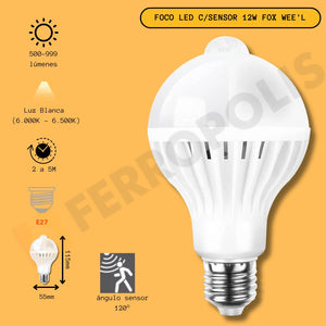 FOCO LED C/SENSOR 12 W "FOX WEE'L"