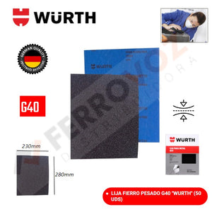 LIJA METAL PESADO G40 "WURTH" (50 PCS)