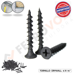 TORNILLO TROMPETA NEGRO DRYWALL punta fina 6 X 1 1/2" ( 500pcs )