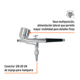 PISTOLA AEROGRÁFICA DE GRAVEDAD VASO MULTIPOSICIÓN, TRUPER