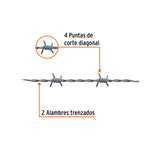 ROLLO DE ALAMBRE DE PÚAS DE 200 M, BWG 17.5, TRUPER