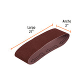 JUEGO BANDA DE LIJA 3" X 21" P/MADERA GRANO 120 ( 5 pzas )