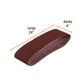 JUEGO BANDA DE LIJA 4" X 24" P/MADERA GRANO 40 ( 5 pzas )