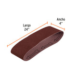 JUEGO BANDA DE LIJA 4" X 24" P/MADERA GRANO 80 ( 5 pzas )