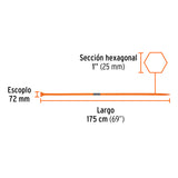 BARRETA DE PUNTA DE 1'X175 CM, ESCOPLO 72 MM,TRUPER