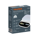 BÁSCULA DIGITAL PARA COCINA, PLATO DE VIDRIO, 5 KG, TRUPER