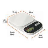 BÁSCULA DIGITAL PARA COCINA, PLATO DE VIDRIO, 5 KG, TRUPER