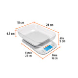 BÁSCULA DIGITAL PARA COCINA, CON TAZÓN, 5 KG, TRUPER