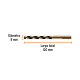 BROCA HSS 8.0 MM TRUGOLD PARA METAL, TRUPER EXPERT