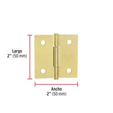BISAGRA CUADRADA 2' CAPUCHINA, LATONADO, CABEZA PLANA, HERMEX BASIC ( 10 PCS)