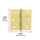 BISAGRA CUADRADA 2-1/2' CAPUCHINA,LATONADO, CABEZA PLANA, HERMEX BASIC ( 10 PCS)
