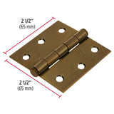 BISAGRA CUADRADA CAPUCHINA 2-1/2' , LATÓN ANTIGUO, CABEZA PLANA, HERMEX ( 10 PCS)