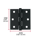 BISAGRA CUADRADA 2 1/2' CAPUCHINA , NEGRO MATE, CABEZA PLANA, HERMEX ( 10 PCS)