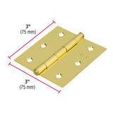 BISAGRA CUADRADA 3' CAPUCHINA, LATONADO, CABEZA PLANA, HERMEX BASIC ( 20 PCS)