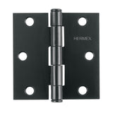 BISAGRA CUADRADA 2 1/2' CAPUCHINA , NEGRO MATE, CABEZA PLANA, HERMEX ( 10 PCS)