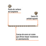 BROCA PARA CONCRETO DE 1/2 X 12', TRUPER