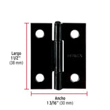 BISAGRA RECTANGULAR FIJA 1-1/2' NEGRA, HERMEX ( 20 PCS )