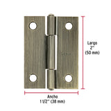 BISAGRA RECTANGULAR FIJA 2' LATÓN ANTIGUO, HERMEX ( 20 PCS )