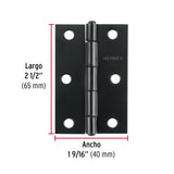 BISAGRA RECTANGULAR FIJA 2-1/2' NEGRA, HERMEX ( 20 PCS )