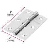 BISAGRA RECTANGULAR FIJA 3' ACERO PULIDO, HERMEX ( 20 PCS )