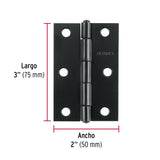 BISAGRA RECTANGULAR FIJA 3' NEGRA, HERMEX ( 20 PCS )