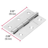 BISAGRA RECTANGULAR FIJA 3 1/2' ACERO PULIDO, HERMEX ( 10 PCS )