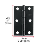 BISAGRA RECTANGULAR FIJA 3-1/2' NEGRA, HERMEX ( 20 PCS )