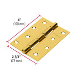 BISAGRA RECTANGULAR 4' ACERO LATONADO, HERMEX