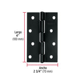 BISAGRA RECTANGULAR FIJA 4' NEGRA, HERMEX ( 20 PCS )