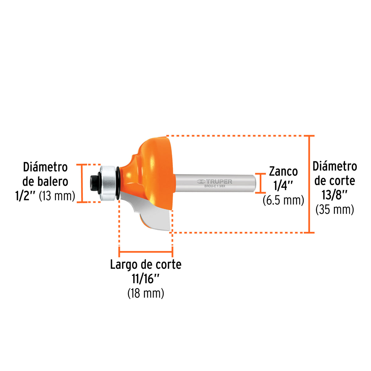 BROCA PARA ROUTER, CLÁSICA, 1-3/8' CON BALERO, TRUPER – FERROVOZ IMPORT