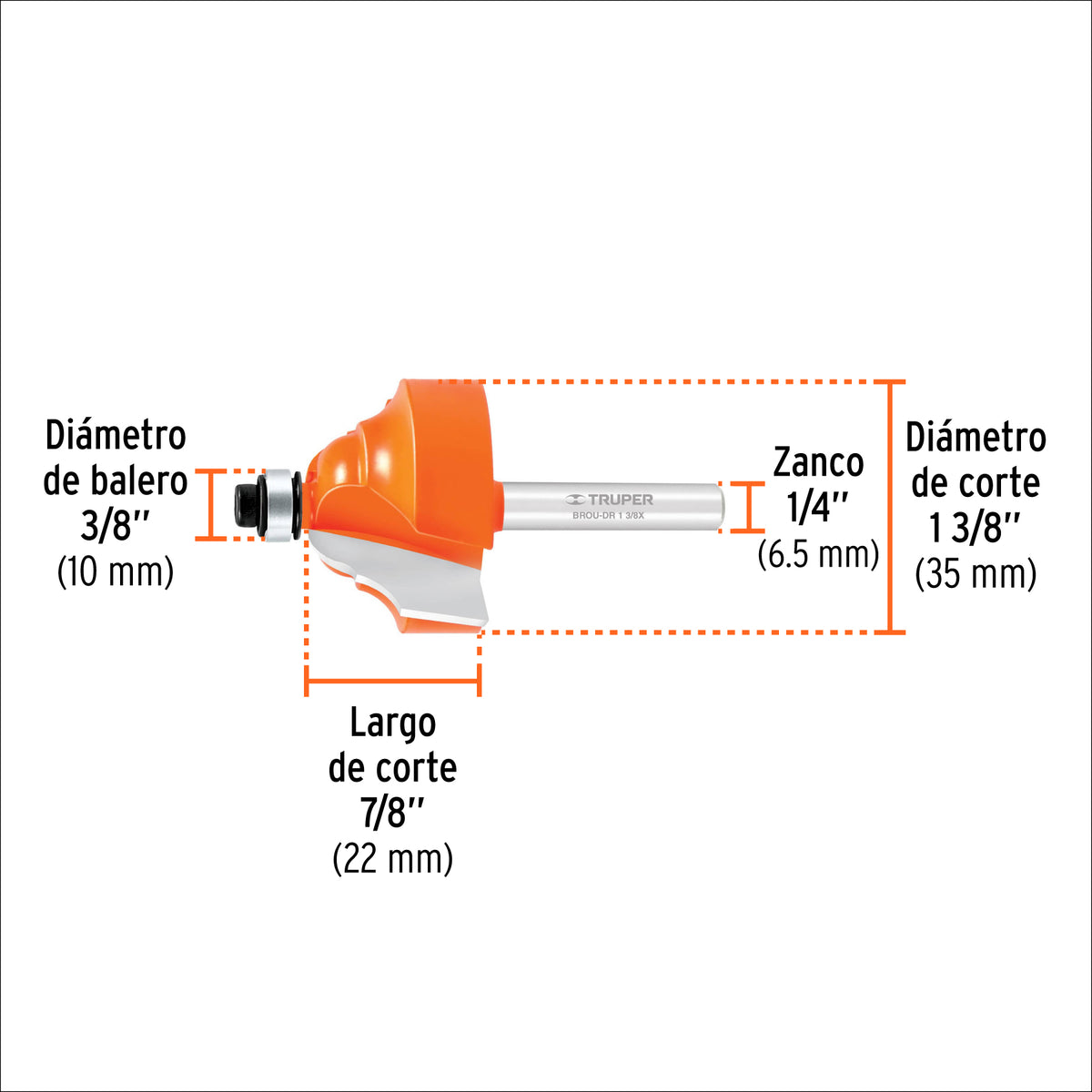 BROCA PARA ROUTER, DOBLE ROMANA, 1-3/8' CON BALERO, TRUPER – FERROVOZ ...