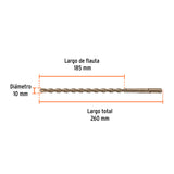 BROCA SDS PLUS 10 X 260 MM, TRUPER