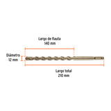 BROCA SDS PLUS 12 X 210 MM, TRUPER