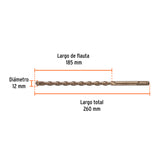 BROCA SDS PLUS 12 X 260 MM, TRUPER