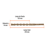 BROCA SDS PLUS 14 X 210 MM, TRUPER