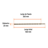 BROCA SDS PLUS 20 X 460 MM, TRUPER