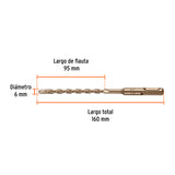 BROCA SDS PLUS 6 X 160 MM, TRUPER