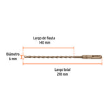 BROCA SDS PLUS 6 X 210 MM, TRUPER