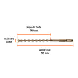 BROCA SDS PLUS 8 X 210 MM, TRUPER